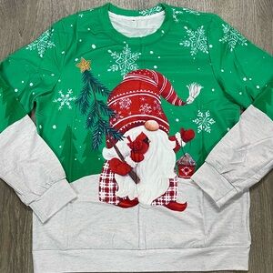 Festive Green and Gray Santa Sweater